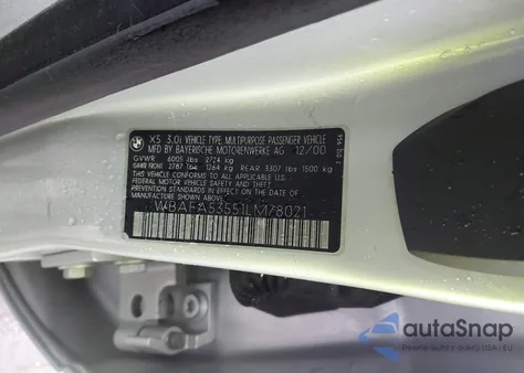 2001 BMW X5 3.0 z USA, uszkodzony, nr VIN WBAFA53551LM78021